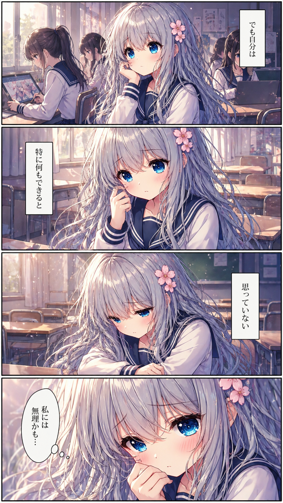 自分にはできないと感じて落ち込むシーン